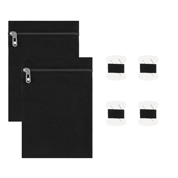 2Pcs Sewn In Invisible Pocket Zippered Canvas Fabric Concealed Storage Pocket for Coat Jackets Clothing Accessories