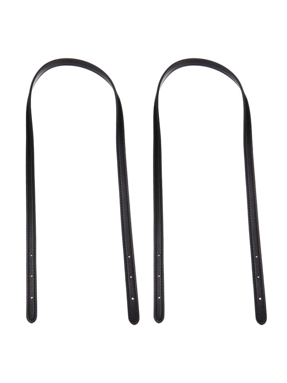 2Pcs Sewn Leather Handbag Handle Replacement Strap 31.9x0.5" Black, Thin Purse Strap Shoulder Handles Microfiber Stitch Adjustable Lightweight Easy Install for Tote Bag DIY Bag