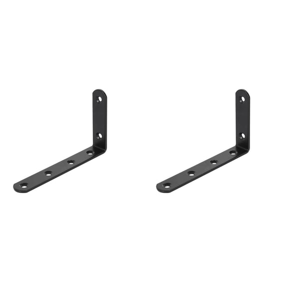 2Pcs Shelf Bracket, Wall Mount L-Shaped Shelf Bracket, Support Wall Hanging, L Shape Right Corner Brace for Shelves and Heavy Duty Storage (2.95X4.92 Inch), Black*2