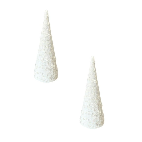 2Pcs Shining Tabletop Christmas Trees, Glitter Cone Tree Centerpieces Decoration, Xmas Sequin Cone Tree Table Ornament For Ocean Wedding Birthday Party Christmas Decor ( 11.8In )