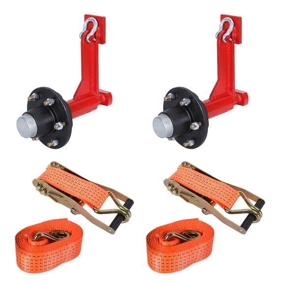 2Pcs Shipping Container Wheels 6-Lug Kit, Heavy Duty Shipping Container Axle, Shipping Container Accessory with Ratchet Strap for Moving 20ft-40ft Containers