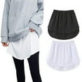 thumbnail image 1 of 2Pcs Shirt Extender for Women Plus Size Adjustable Layering Fake Tops Lower Sweep Mini Skirt Hemline Fashion Wearing New,Black+White XL, 1 of 8