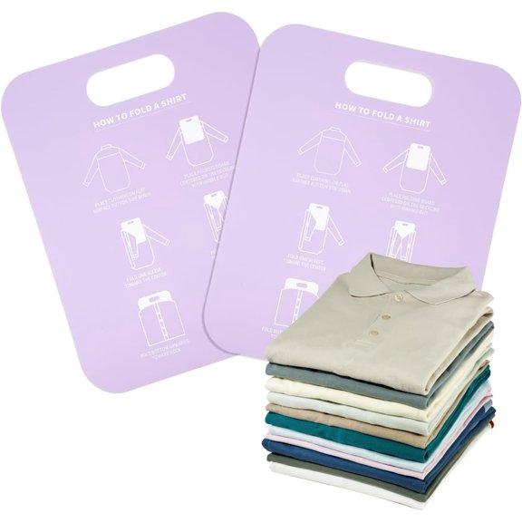 2Pcs Shirt Folding Board Clothes Folder Plastic Laundry Organizer for T-Shirts Collared Dress and More Home Closet Storage