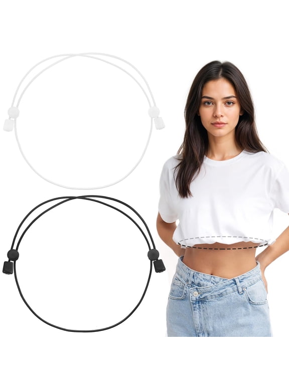 2Pcs Shirt Tuck Band Women, Adjustable Tool for Sweater and Shirts Belly Leaking Elastic Crop Bands to Change The Style of Your Tops Shirt Stays Belt for Women