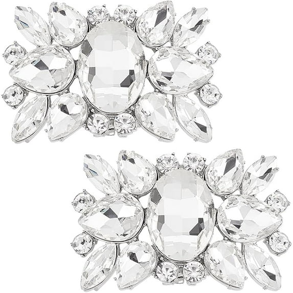 2Pcs Shoe Clips Elegant Rhinestone Shoe Buckles Square Removable Shoe Decoration Sparkling Shoes Jewelry Charms for Wedding Party Jewelry Charms Shoe Buckle Decoration Accessories