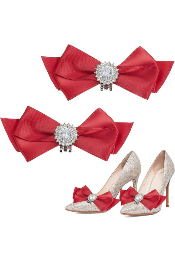 2Pcs Shoe Clips Shoe Jewelry Clips Elegant Shoe Shoes Clip Classic Detachable Heels Accessories Shoe Decoration Charms Shoe Buckle for Wedding Party Shoe Buckle DIY Red