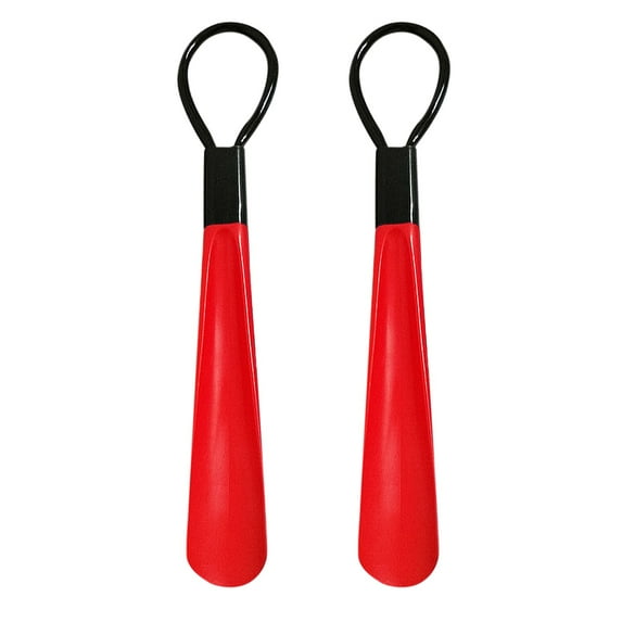 2Pcs Shoe Horn Long Handle for Seniors Men Women,Plastic Long Shoehorn Boot Horn,Travel Small Shoe Spoon Helper,Shoe Lifting Helper Easy on Easy Off, Plastic Shoehorn,Red,1.77x11.81"