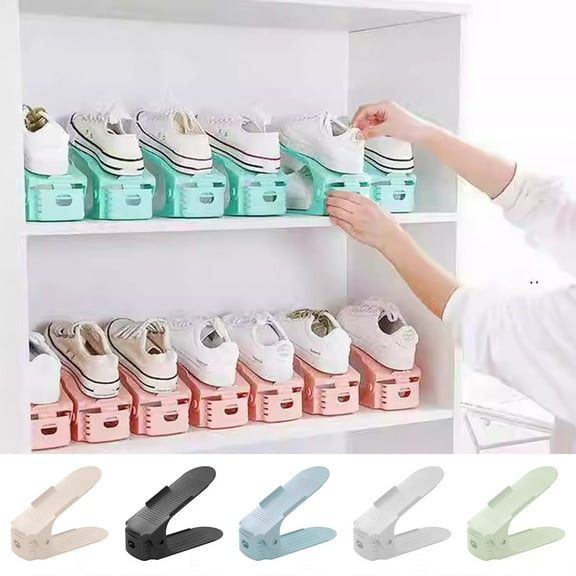 2Pcs Shoe Rack Double-Layer Shoe Holder Space-Saving Detachable Design Shoe Organizer for Household Dormitory