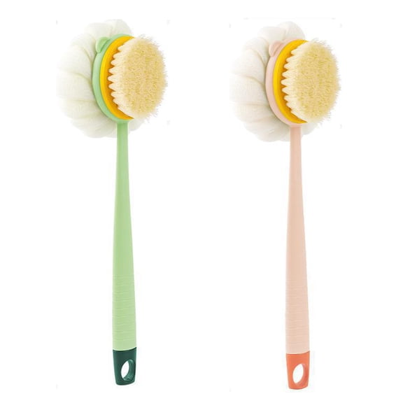 2Pcs  Shower Body Brush,Soft Bristles and Beautiful Pumpkin Loofah 14" Long Handle Back Scrubber Bath Mesh Sponge for Skin Exfoliating Bath,Massage Bristles Suitable for Wet or Dry,Men and Women