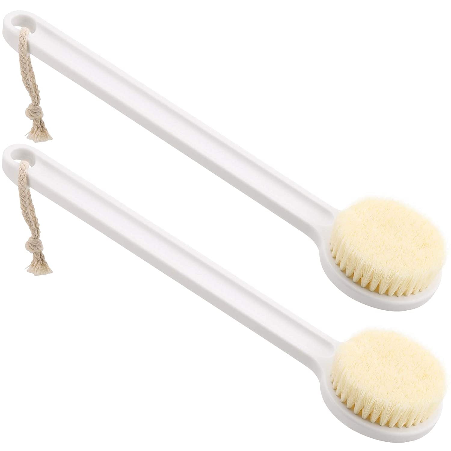 2Pcs Shower Brush - Long Handle Bath Body Brush for Wet/Dry Brushing ...