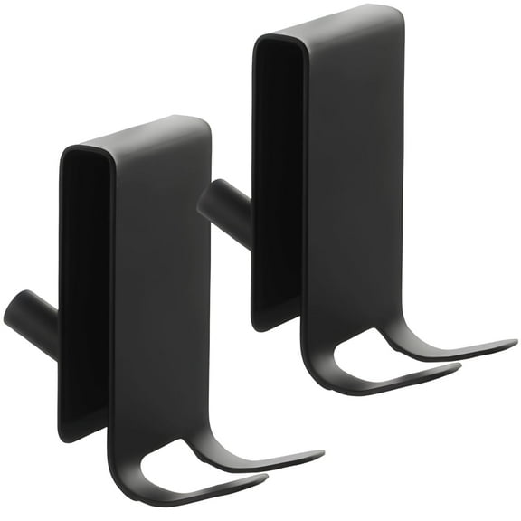 2 Pcs Matte Black Over Door Hangers, Rust Proof Hooks Over the Door, Shower Door Hooks for Glass Panel, Drilling-Free Bathroom Towel Hooks, Stainless Steel Rack Hooks for Robe