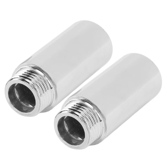 2Pcs Shower Head Extension Arm, Stainless Steel G1/2 Male to Female Thread, 60mm Length Pipe Fitting Shower Head Extender, Plating Shower Extension Pipe for Bathroom, Silver