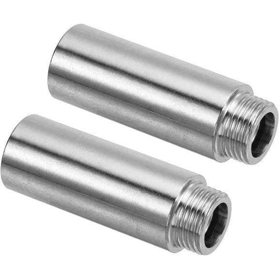 2Pcs Shower Head Extension Arm, Stainless Steel G1/2 Male to Female Thread, 60mm Length Pipe Fitting Shower Head Extender, Plating Shower Extension Pipe for Bathroom, Silver