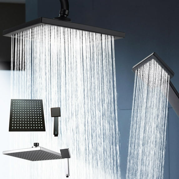 2Pcs Shower Head Set under $5! Yannianjz Shower Combo, Luxury Shower Head Set with Top Spray and Handheld Shower, 144 Hole Rainfall Shower Head with Hand Shower