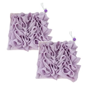 2Pcs Shower Loofah With Drawstring Soap Holder & Bubble Maker Soft Scrubbing Sponge For Rich & Back Scrubbing Home Decor