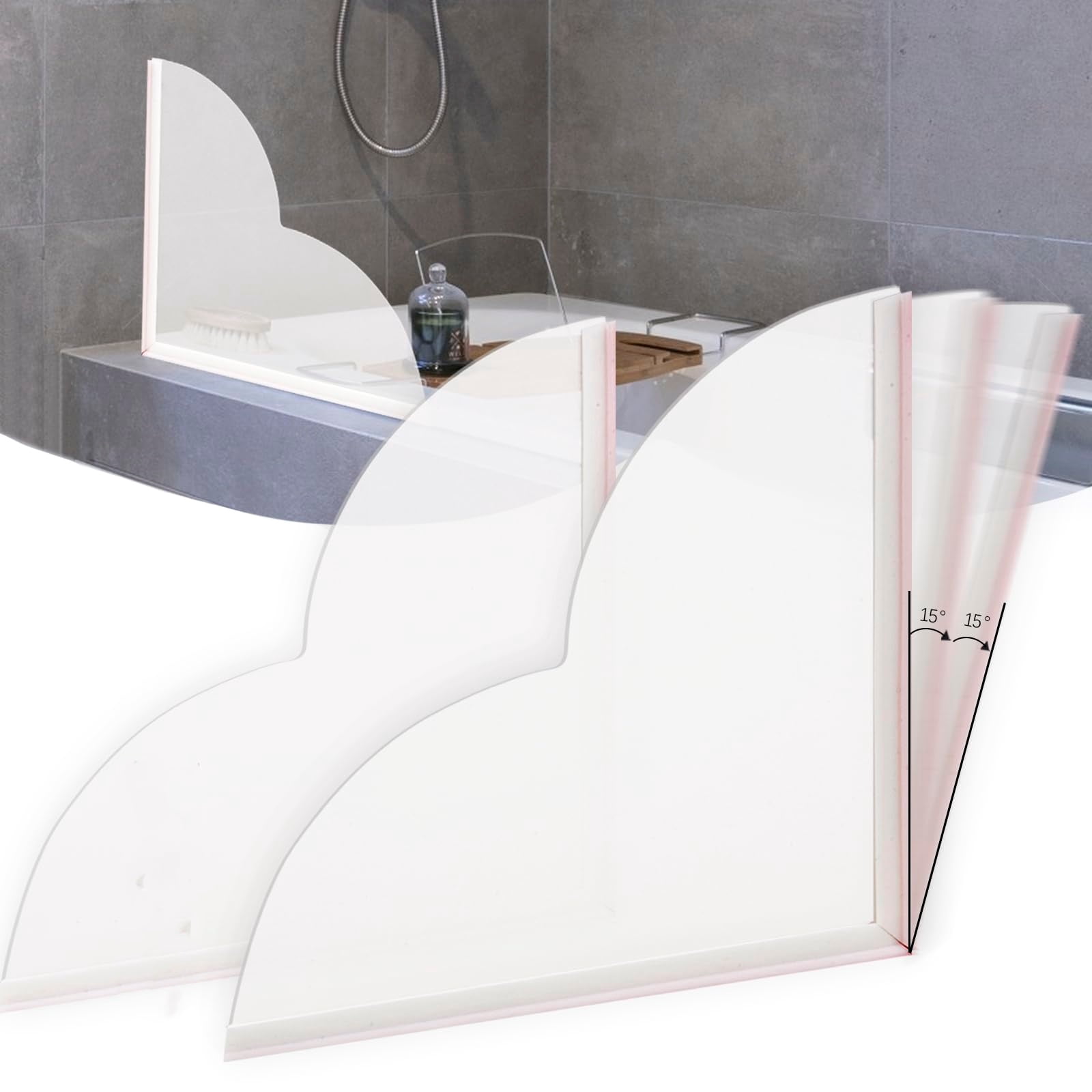 2Pcs Shower Splash Guard, Detachable Shower Corner Water Guard, Acrylic ...