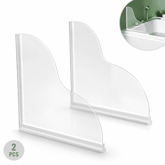 2Pcs Shower Splash Guard,Shower Water Splash Guard Drip Blocker,Bathtub Water Splash Guard for Tub,Acrylic Shower Curtain Bathtub Corner Splash Guard for Bathtub