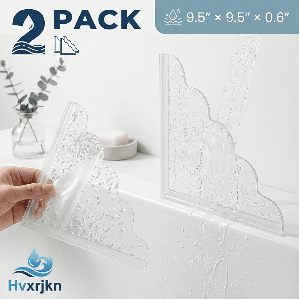 2Pcs Shower Splash Guard Waterproof Self-Adhesive Shower Corner Guards ...
