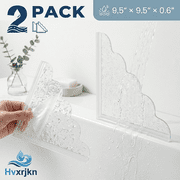 2Pcs Shower Splash Guard Waterproof Self-Adhesive Shower Corner Guards Acrylic Bathroom Shower Water Guard for Bathroom Restroom Bathtub 9.5 x 9.5 inches