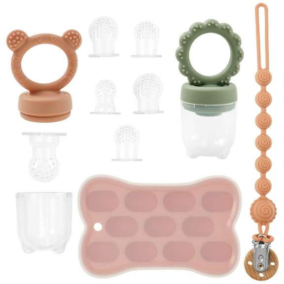 2Pcs Silicone Baby Fruit Feeders With Food Freezer Mold Tray Versatile Dishwasher Safe Infant Teething Feeders for Infant Self Feeding