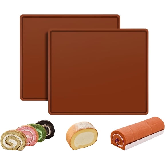 2Pcs Silicone Baking Tray 11.8 x 10.2 Inches 2 Pieces High Temperature Resistant Swiss Roll Cake Pan Cookies Sheet Mold Pastry Mat
