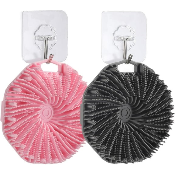 2Pcs Silicone Body Scrubber,Exfoliating Body Scrubbers for use in Shower,Silicone Body Brush for Showering and Anti-Slippery Handles for All Skin Types,Eco Friendly Shower Scrubber for Body