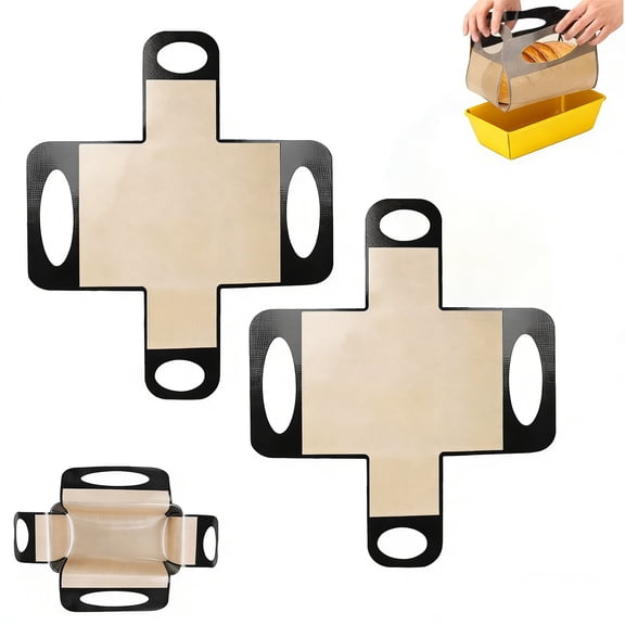 2Pcs Silicone Bread Baking Mat, Reusable Sourdough Bread Sling for Dutch Oven, Non stick Loaf Pan Liners, Bread Baking Supplies, Black