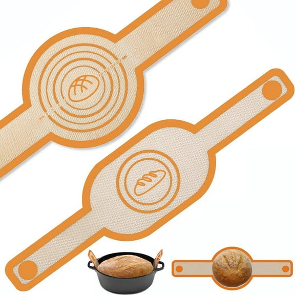 2Pcs Silicone Bread Sling Oval And Round For Dutch Oven,Non-Stick & Easy Clean Reusable Silicone Baking Mat With Long Handles Sourdough Bread Baking Mat Tools Supplier Liner