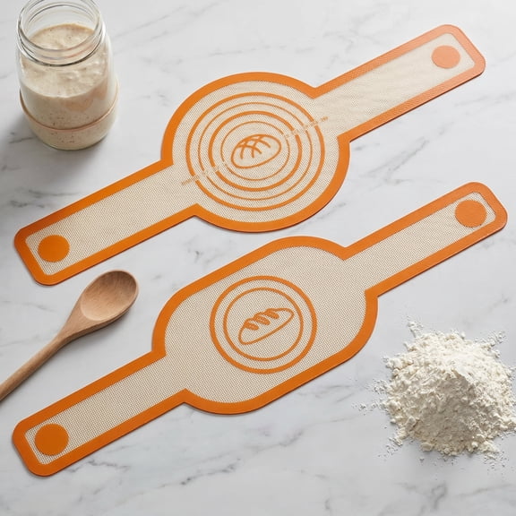 2Pcs Silicone Bread Sling Oval And Round For Dutch Oven, Non-Stick Easy-Clean Reusable Silicone Baking Mat With Long Handles Sourdough Bread Baking Mat Tools Supplier Liner, Gray