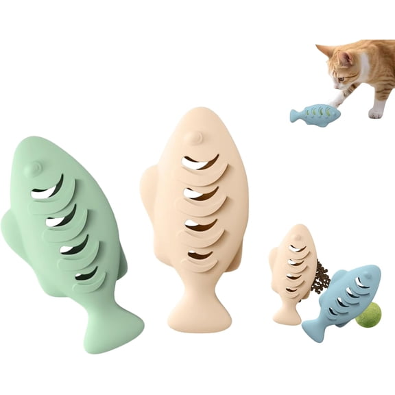 2Pcs Silicone Cat Toys, Multi-Functional Treat Dispenser, Interactive Feeder Toy for Indoor Cats, Food Puzzle Kitten Toys, Pet Training Toy with Catnip Ball (Pink&Green/Blue)