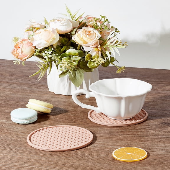 2Pcs Silicone Drink Coasters Silicone Cup Mats Non-Slip Absorbent Drink Coasters for Tabletop Protection and Office Desk