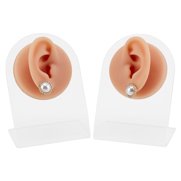 2Pcs Silicone Ear Model Peachpuff Left Right False Ear for Piercing Practice Soft Flexible Ear Model Silicone Body Parts for Earrings