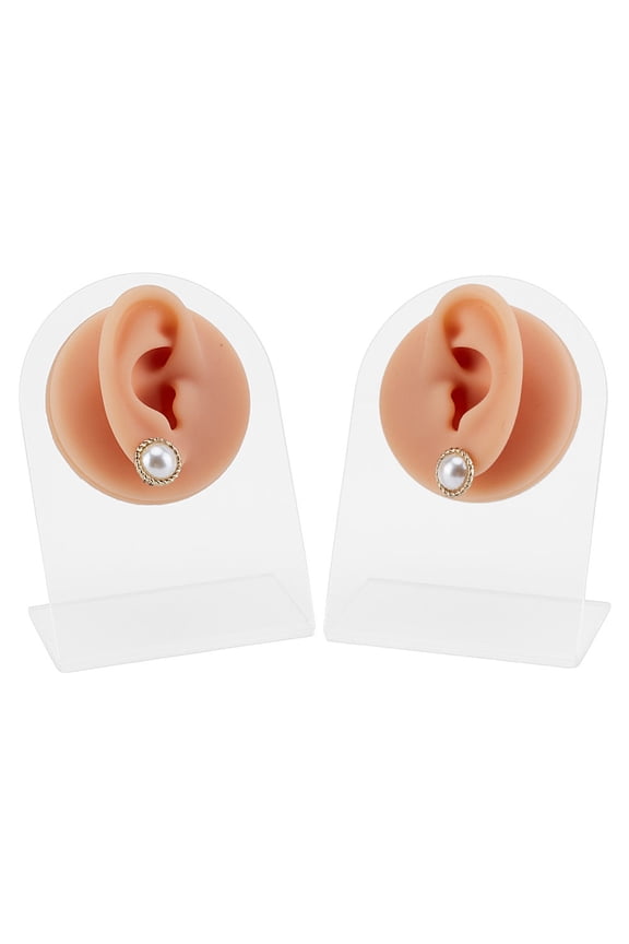 2Pcs Silicone Ear Model Peachpuff Left Right False Ear for Piercing Practice Soft Flexible Ear Model Silicone Body Parts for Earrings