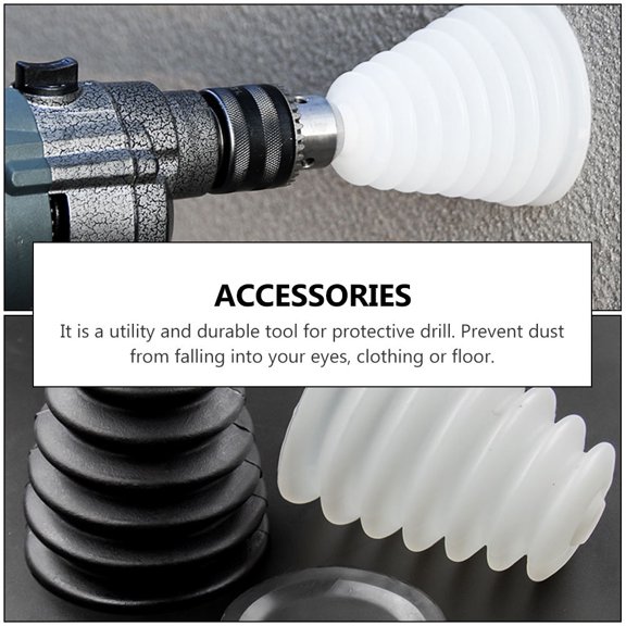 2Pcs Silicone Electric Drill Dustproof Collector Covers White Lightweight Durable