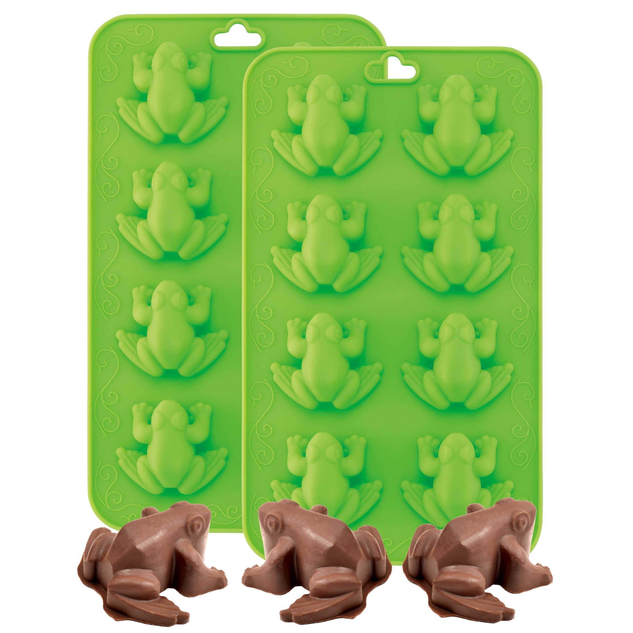 2Pcs Silicone Frog Shape Molds Kit, 10 Plague Frog Shape Kitchen Accessories for Chocolate, Candy, Jelly and Ice Tray in Fun