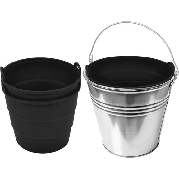 2Pcs Silicone Grease Bucket Liners,4.9x3.5x4.1In Reusable Grill Drip Tray Liner Compatible for Traeger Series,Collapsible Liners for Ironwood Grill