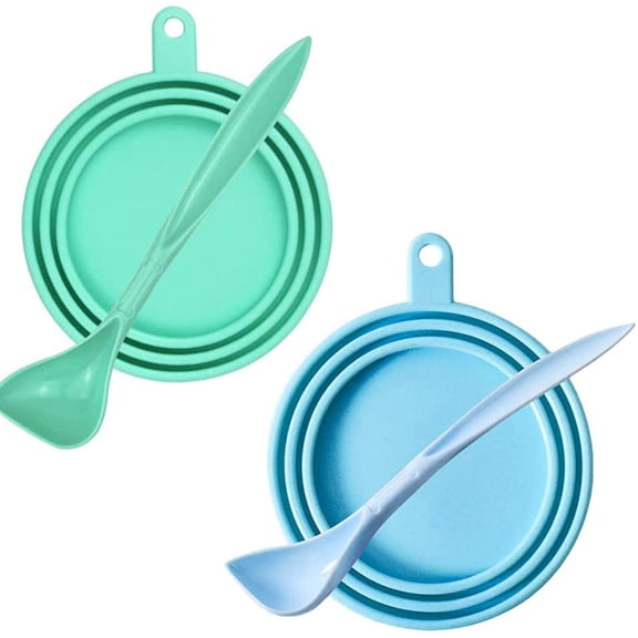 2Pcs Silicone Lid For Dog Food Lid Silicone Cat Dog Food Pet Lids With 2 Spoons Fits Almost All Tin Cans