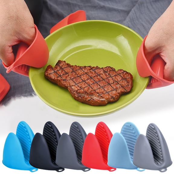 2Pcs Silicone Mini Oven Mitts for Cooking and Baking Green High Heat Resistant Rubber Pinch Grip Kitchen Pot Holder