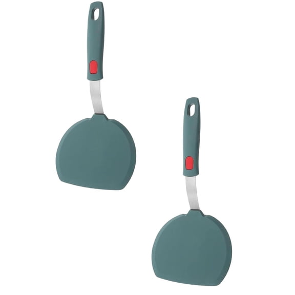 2Pcs Silicone Pancake Spatula Turner for Cooking and Baking- 600°F Heat Resistant Rubber Egg Spatulas