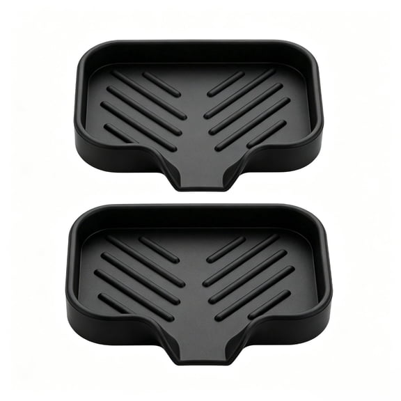 2Pcs Silicone Soap Dish with Drain Spout, Multifunctional Holder for Soap Sponge Cup, Bathroom Kitchen Sink Counter Organizer