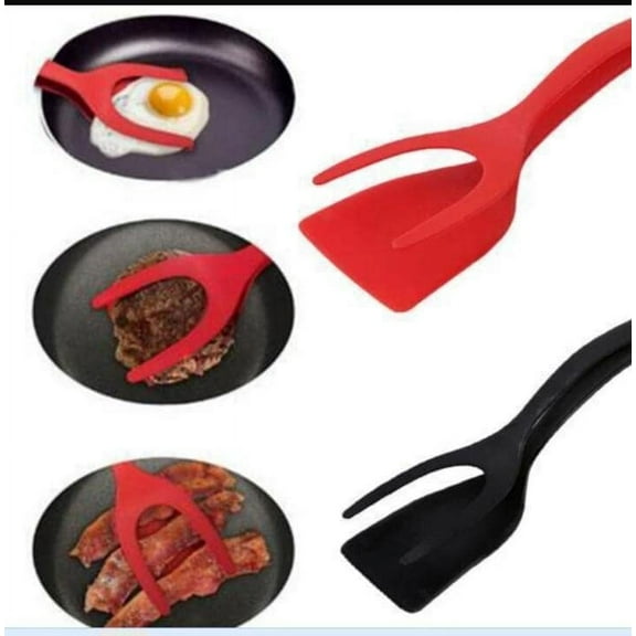 2Pcs Silicone Spatula 2 in 1 Grip and Flip Tongs Egg Flipper Spatula Cooking Turner Pancakes Shovel Omelette Spatula Turner for Eggs Fish Pancake Pizza Steak