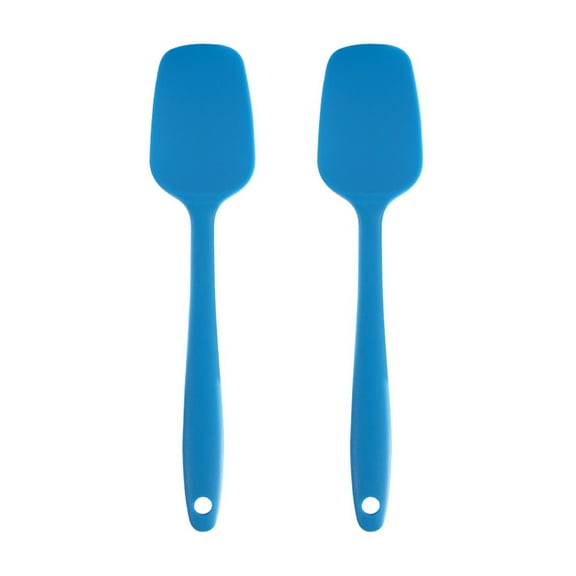 2Pcs Silicone Spatula Spoon Cream Spatula Small Salad Spoon Butter Spatula Mixing Spatula Shovel Scraper Silicone Scraping Spoon for Cake Baking Flour Stirring Frying Cooking Tools Blue