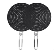 2Pcs Silicone Splatter Screen for Frying Pan , Foldable Grease Splatter Guard Suitable for 13  Pans, Sink Splash Guard , Multi-Function Kitchen Tool - Heat Resistant up to 562 Black