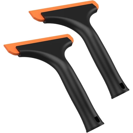2Pcs Silicone Squeegee Auto Water Blade Reusable Durable Water Wiper Handheld Portable Shower Squeegee Lightweight Car Windshield Squeegee with Long Handle for Car Auto Cleaning(black)