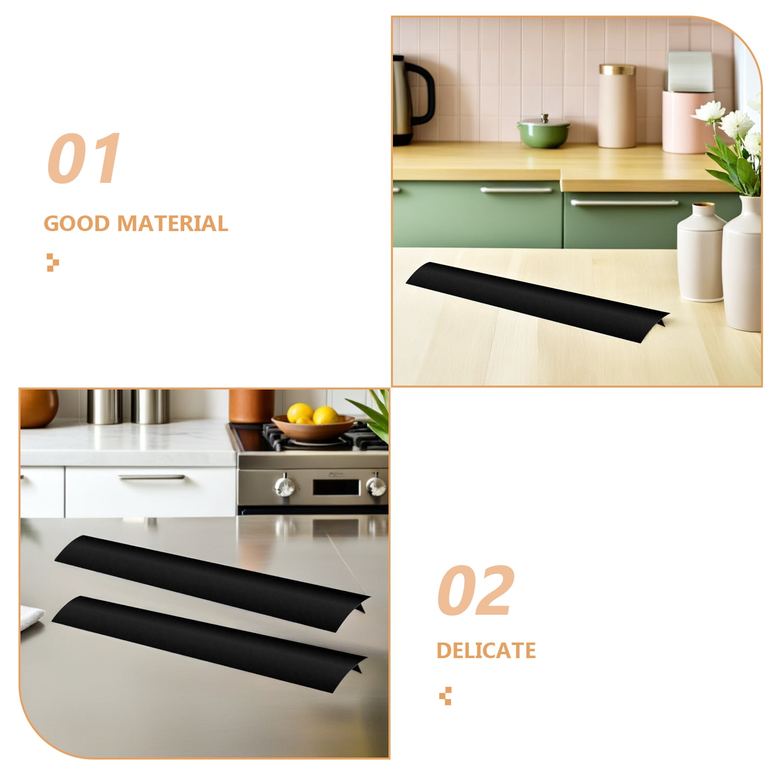 2-Pack Black Silicone Stove Gap Covers, Flexible Oven Side Filler Guards for Kitchen Safety and Cleanliness