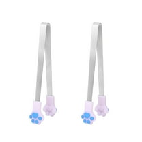 2Pcs Silicones Mini Tongs Cats Paws Shape Small Food Tongs for Kids Ideal for Snacks Ice Cubes and Candy Cookie Fruits