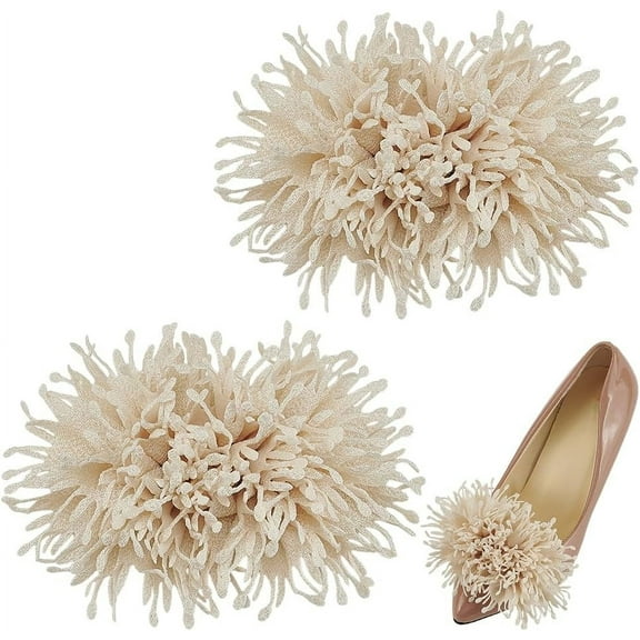 2Pcs Silk Fabric Shoe Decorations Detachable Shoe Buckle Clips Flower Linen 80x110mm