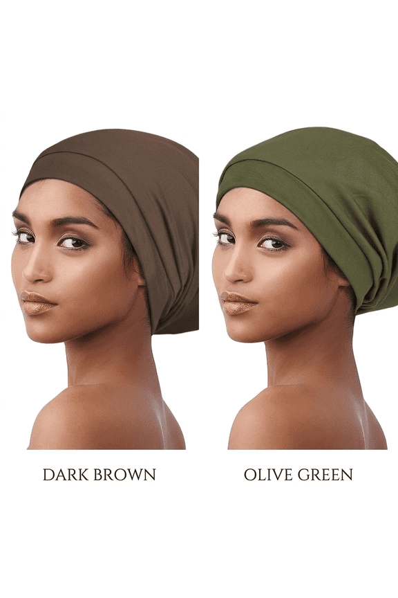 2Pcs Silk Satin Lined Bonnet for Sleeping, Adjustable Slouchy Beanie Night Sleep Cap for Women and Men, Hair Wrap Cover for Curly Hair and Locs