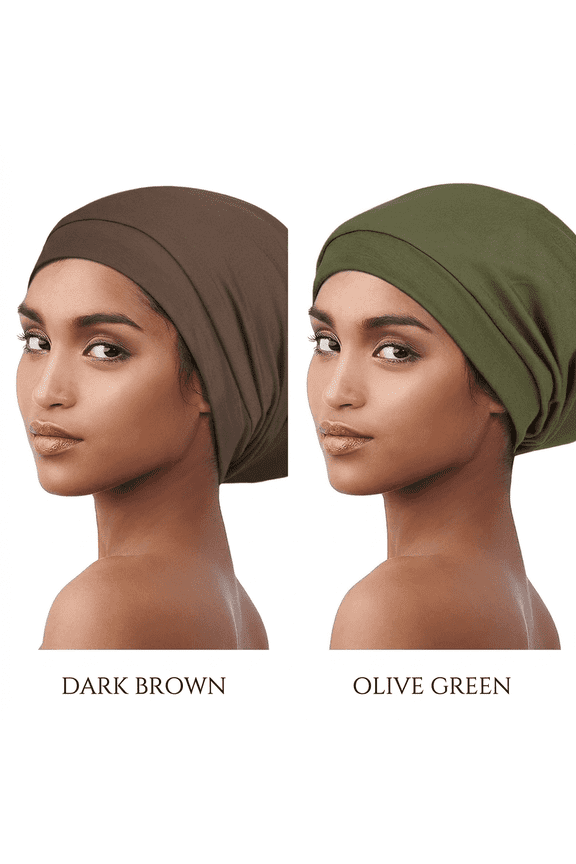 2-Pack Satin Lined Sleep Bonnets for Women and Men, Adjustable Slouchy Night Caps for Curly Hair, Locs, and Hair Wraps