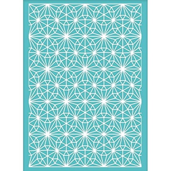 2Pcs Silk Screen Stencils Diamond Pattern Self-Adhesive Silk Screen Printing Stencil Geometric Stars Reusable Mesh Transfer for Printing on Wood T-Shirts Canvas Fabric 19.5x14cm/7.7x5.5inch